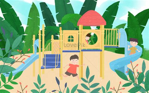 Isang Paglalarawan Ng Isang Palaruan Na May Tree Vector .